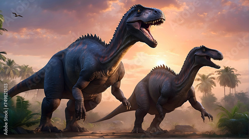 Dinosaur, prehistoric animals and wildlife background, wallpaper, t rex predator © Karlo