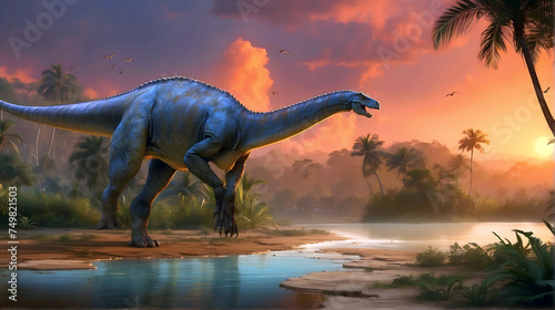 Dinosaur, prehistoric animals and wildlife background, wallpaper, brontosaurus,  © Karlo