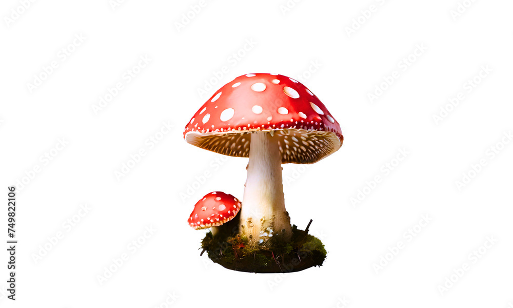 Amanita poisonous mushroom isolated on transparent background, png