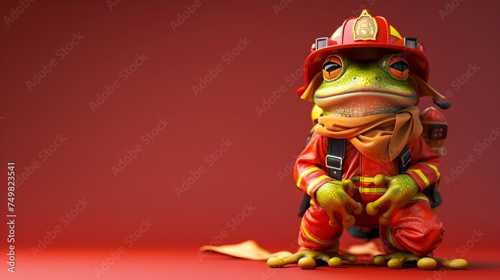 Brave Frog Firefighter in Action Brave Frog Firefighter in Action