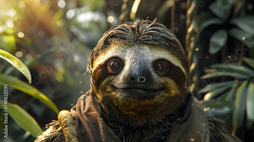 Sloth in the Jungle Movie-style Illustration