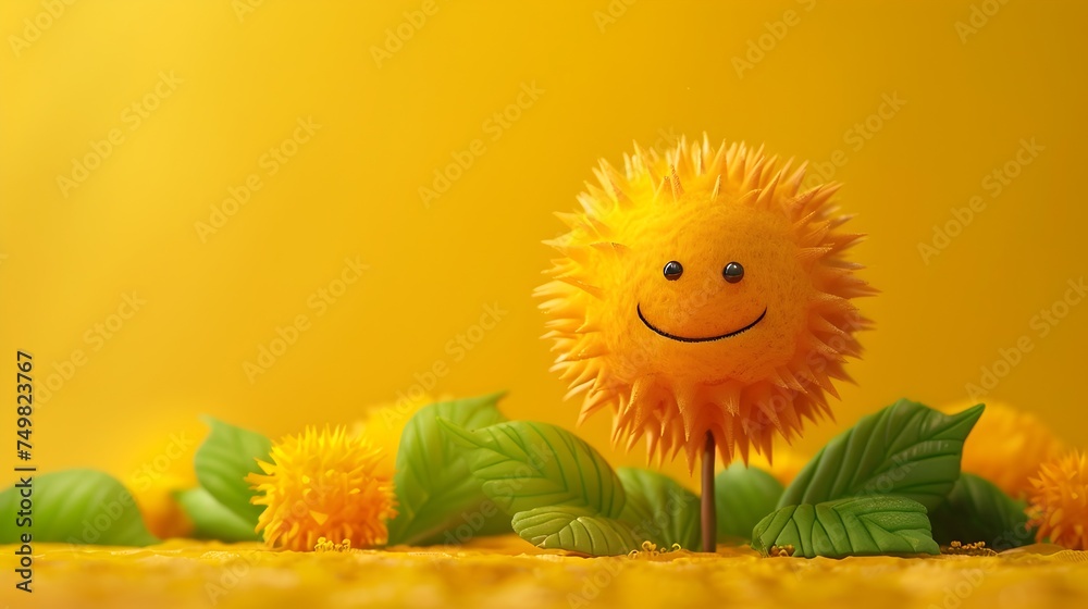 Joyful Sun with Smile in the Style of Toy Sculpture
