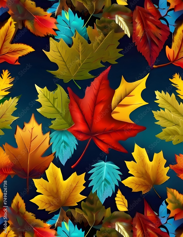 Colorful fall leaves wallpaper Generative AI