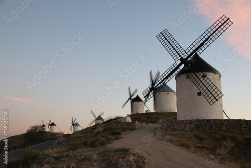 Group of ancient Windmills on a Hill (Consuegra Spain)