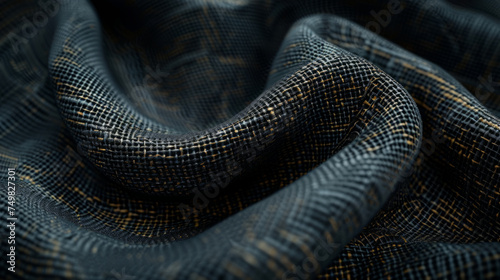 Close-up image of elegant textured fabric with a distinctive weave pattern creating a sense of luxury and high-quality tailoring. photo