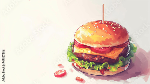 Hamburger drawing on white background.