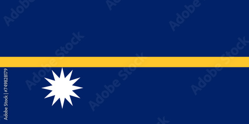 Close-up of blue, white and golden national flag of Oceanian country of Nauru with white star. Illustration made March 3rd, 2024, Zurich, Switzerland.