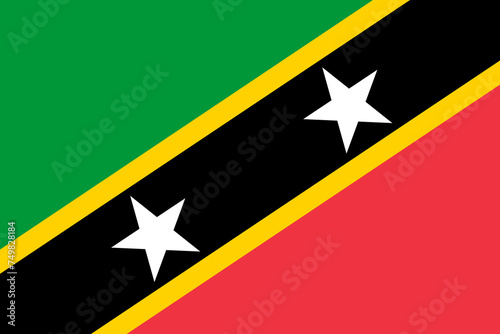 Free Download Close-up of green, yellow, black and white national flag of Caribbean country of Saint Kitts and Nevis with white stars. Illustration made March 3rd, 2024, Zurich, Switzerland. - GFXLoad