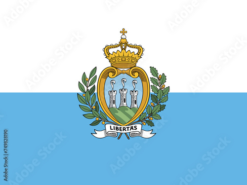Close-up of blue and white national flag of European country of San Marino. Illustration made March 3rd, 2024, Zurich, Switzerland.