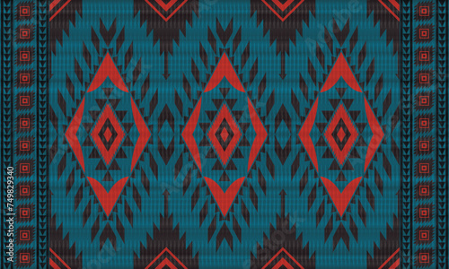 American tribal ethnic native pattern.Traditional Navajo,Aztec,Apache,Southwest and Mexican style fabric pattern.Abstract vector motifs pattern.For fabric,clothing,blanket,carpet,woven,wrap,decoration