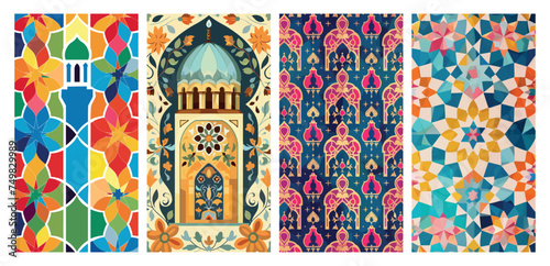 Colorful traditional mosaic patterns from various cultures