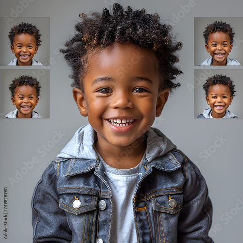 Framed Portraits of a Smiling Young African American Boy