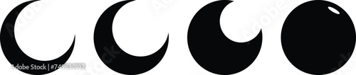 Moon phase symbol. Crescent icon set. Lunar symbol in black. photo