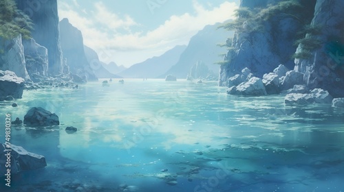 Serene Mountain Lake Painting A Breathtaking Landscape