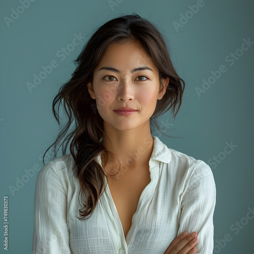 High Quality Studio Portrait of Smiling Asian Woman