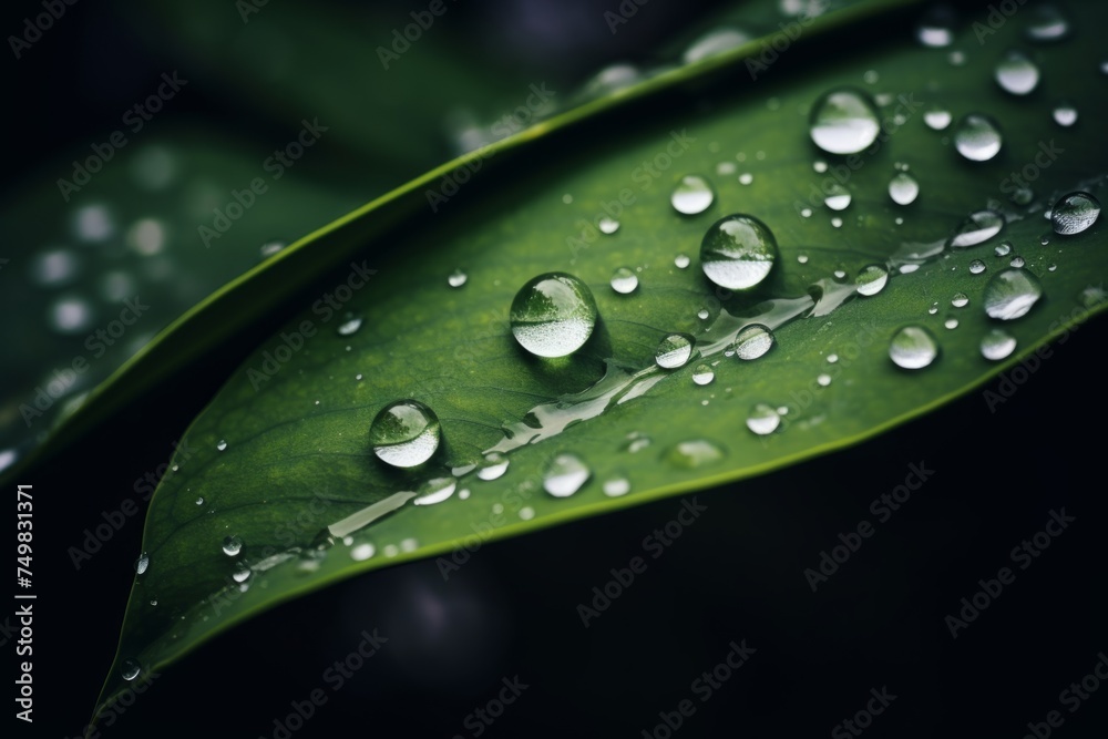 Close up raindrops falling on green leaf in serene nature inspired style plant after rain outdoors with bubble clear drop of water garden in rainy weather ecology eco background beautiful backdrop Close up raindrops falling on green leaf in serene nature inspired style plant after rain outdoors with bubble clear drop of water garden in rainy weather ecology eco background beautiful backdrop