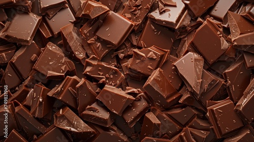 Top view of Dark Chocolate Pieces Background