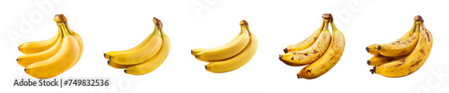 Collection of a bunch of bananas isolated on a transparent background, PNG photo