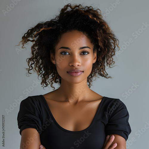 Stylish African American Woman Portrait with Curly Hair