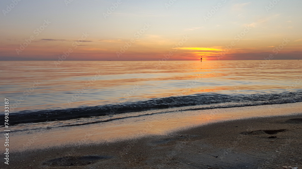 Vivid summer sunset near at a beach in Melbourne, Australia