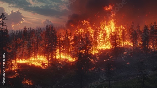 Forest fire, wildfire, dramatic, environmental concern