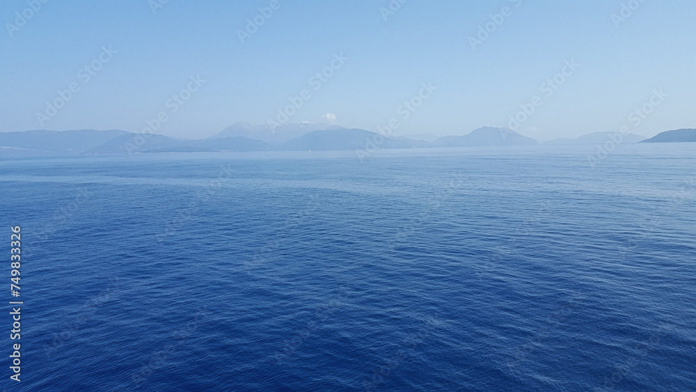 Layers of blue in the Aegean Sea between Mykonos and Athens