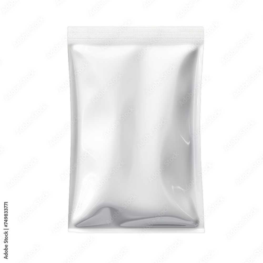 A blank plastic pouch isolated on transparent background, png