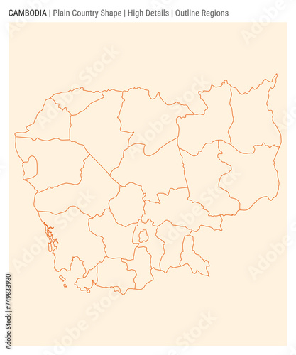 Vászonkép Cambodia plain country map