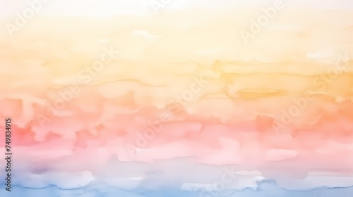 Blue abstract strip banner of watercolor background, wet paint smear