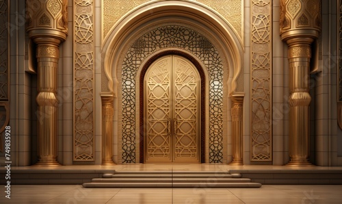golden mosque door. Ramadan background