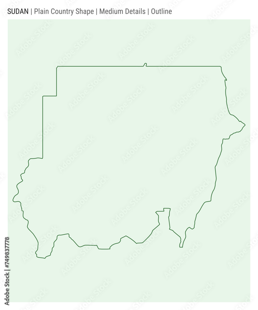 Sudan plain country map. Medium details. Outline style. Shape of Sudan. Vector illustration. Sudan plain country map. Medium details. Outline style. Shape of Sudan. Vector illustration.