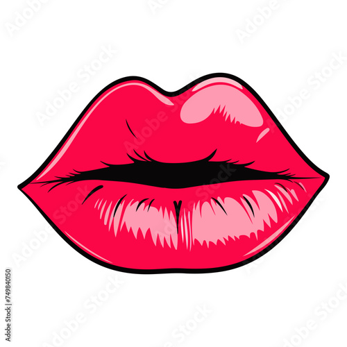 Sexy biting lips isolated on white background. Cartoon style. Vector illustration for any design.