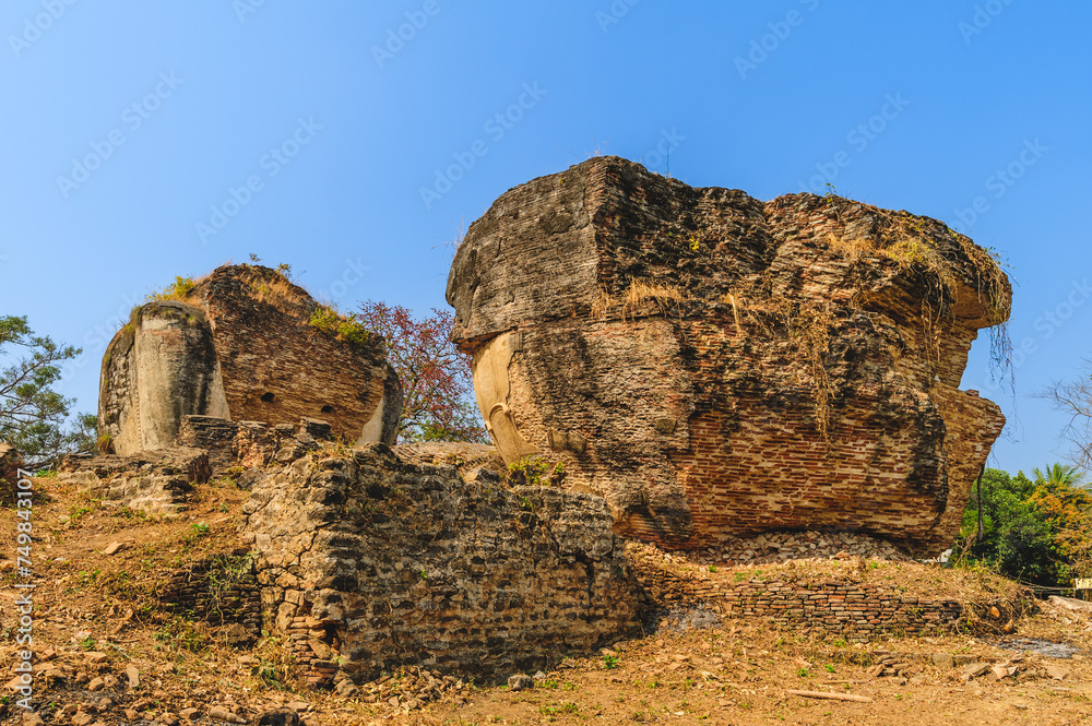 Ruin of the Lions of Stone located at Mingun Pahtodawgyi pagoda in Myanmar