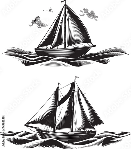 Set of sailing boat vector