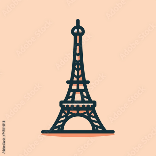 Eiffel tower isolated vector illustration sticker logo.