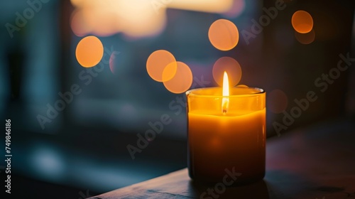 A single candle burns brigh...