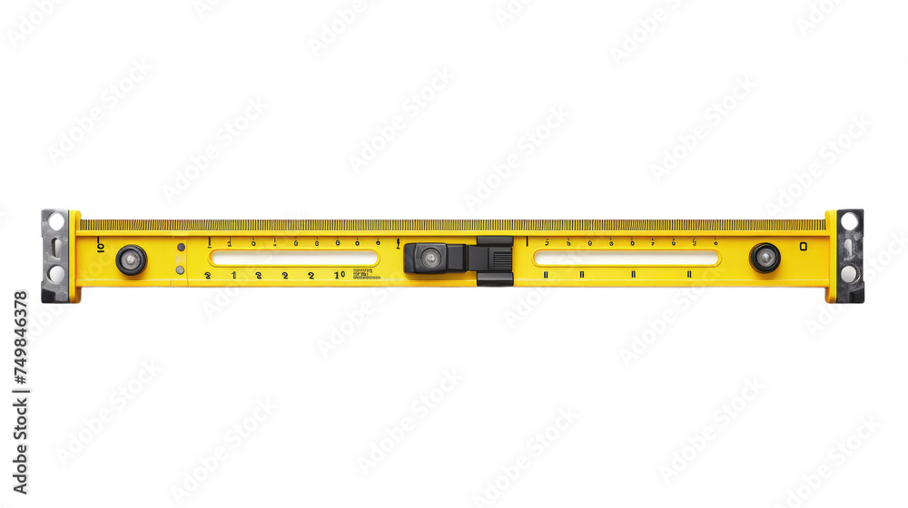 Yellow Ruler With Black Handle. A yellow ruler with a black handle is positioned on a clean white background. The ruler is straight and has clear markings in centimeters and inches. Yellow Ruler With Black Handle. A yellow ruler with a black handle is positioned on a clean white background. The ruler is straight and has clear markings in centimeters and inches.
