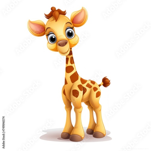 Cute giraffe cartoon illustration isolated on white background, colored image, vector illustration