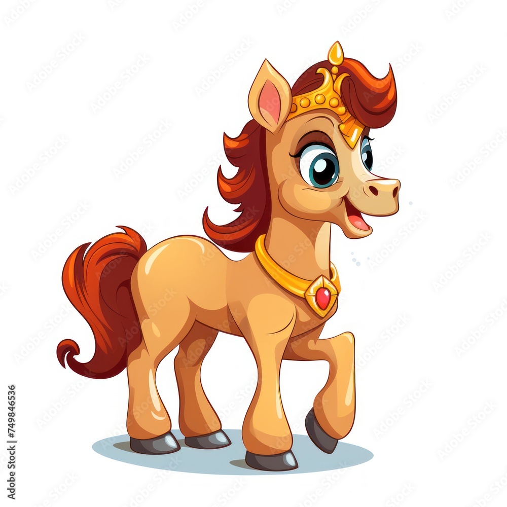 Cute horse cartoon illustration isolated on white background, colored image, vector illustration Cute horse cartoon illustration isolated on white background, colored image, vector illustration
