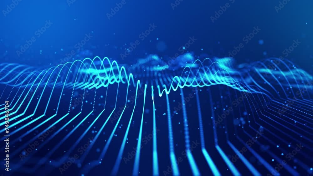 looped background. Motion Design with Glowing Particles forming lines ...