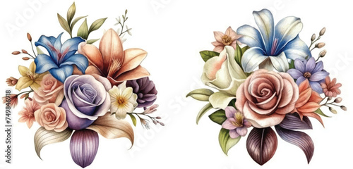 Set of flower bouquet illustration