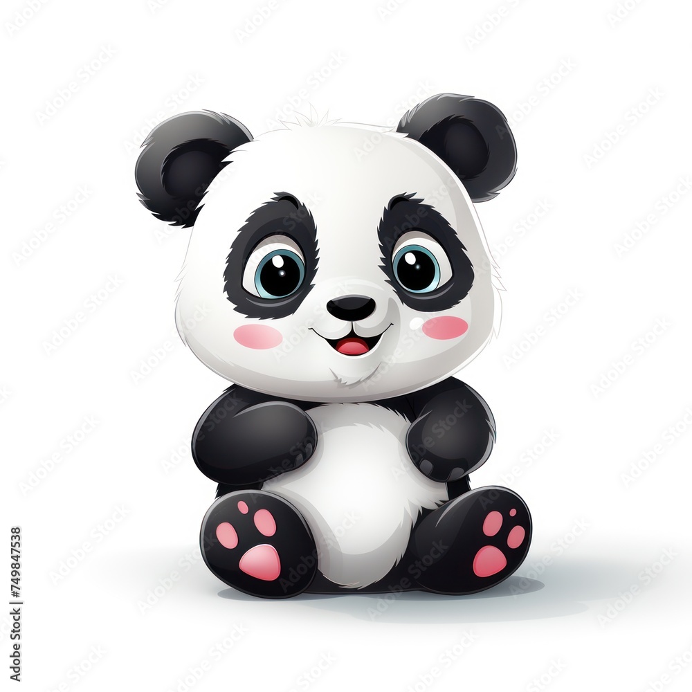 Fototapeta premium Cute panda cartoon illustration isolated on white background, colored image, vector illustration