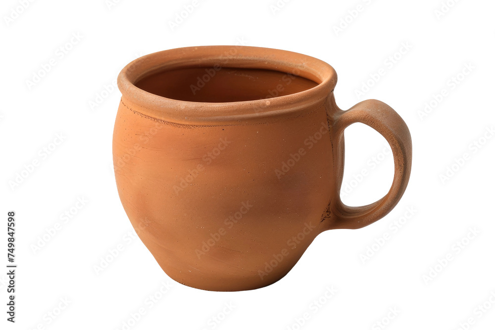 Clay Mug. A handmade clay mug is displayed prominently on a clean, white background. The mug showcases a simple, rustic design with its earthy tones and textured finish. Clay Mug. A handmade clay mug is displayed prominently on a clean, white background. The mug showcases a simple, rustic design with its earthy tones and textured finish.