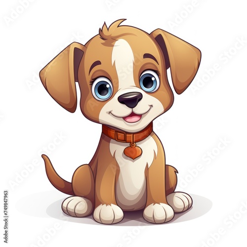 Cute puppy cartoon illustration isolated on white background  colored image  vector illustration
