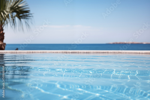 Tropical swimming pool. Ocean view pool. Relax  spa  hotel. Vacation  travel  holidays.