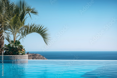 Tropical swimming pool. Ocean view pool. Relax, spa, hotel. Vacation, travel, holidays. © Aleksandr