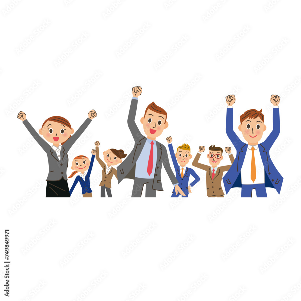 会社員が頑張るポーズで表現している 会社員が頑張るポーズで表現している