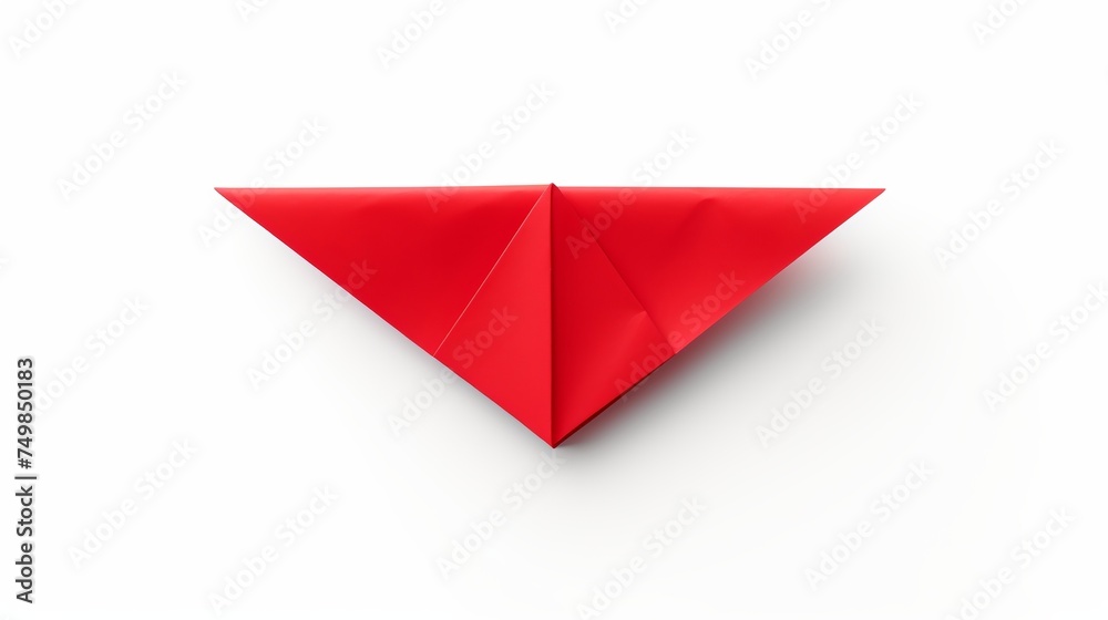 Isolated Red Paper Plane Origami on Blank White Background Isolated Red Paper Plane Origami on Blank White Background