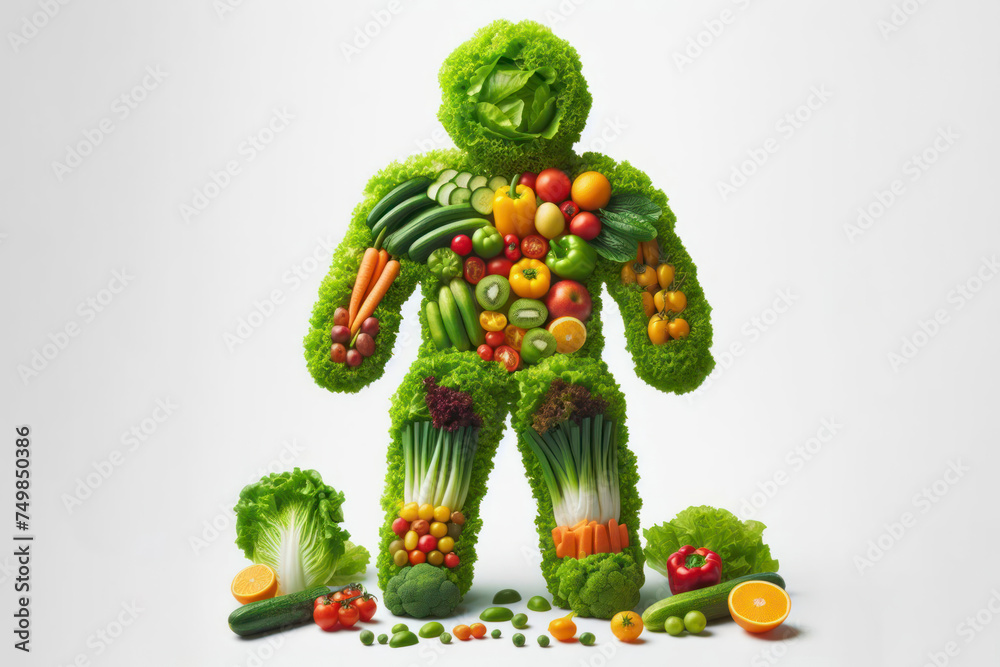 Lettuce Human shape vegetable Creative diet food healthy eating concept. ai generative