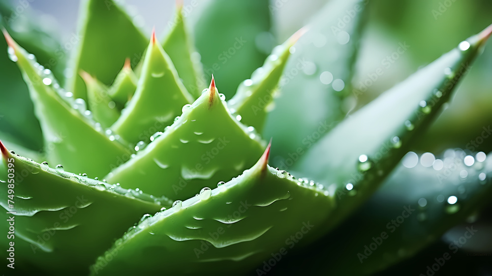 Aloe vera in beautiful light with water drops Aloe vera in beautiful light with water drops